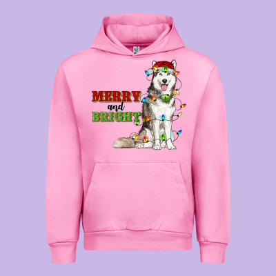 Merry And Bright Husky Urban Hoodie Designed By Ranaportraitstore