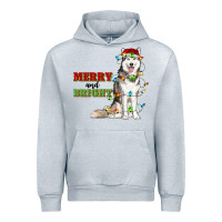 Heather Grey Merry And Bright Husky Urban Hoodie - RanaPortraitStore