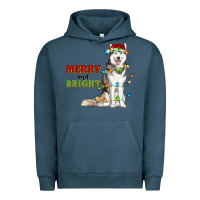 Pigment Midnight Navy Merry And Bright Husky Urban Hoodie - RanaPortraitStore