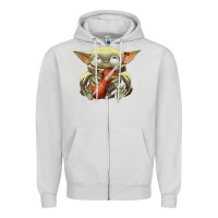 Dove Grey baby yoda hug violin [tb] Zipper Hoodie - linhVisuals