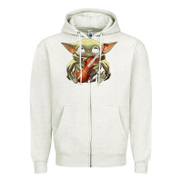 Oatmeal Heather baby yoda hug violin [tb] Zipper Hoodie - linhVisuals