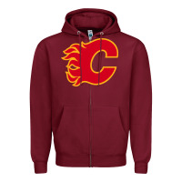 Burgundy the-flames-calgary-sports Zipper Hoodie - linhVisuals