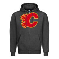Charcoal Heather the-flames-calgary-sports Zipper Hoodie - linhVisuals