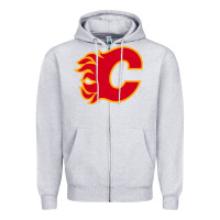 Heather Grey the-flames-calgary-sports Zipper Hoodie - linhVisuals