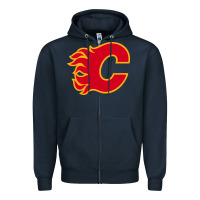 Navy the-flames-calgary-sports Zipper Hoodie - linhVisuals