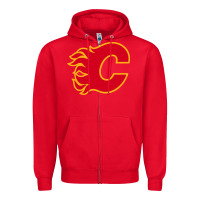 Red the-flames-calgary-sports Zipper Hoodie - linhVisuals