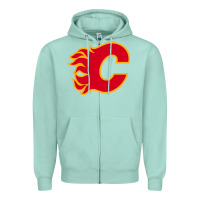 Seafoam the-flames-calgary-sports Zipper Hoodie - linhVisuals
