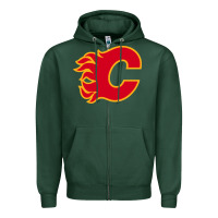 Sports Green the-flames-calgary-sports Zipper Hoodie - linhVisuals