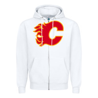 White the-flames-calgary-sports Zipper Hoodie - linhVisuals