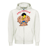 Oatmeal Heather bart crack kills Zipper Hoodie - linhVisuals