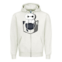 Oatmeal Heather baymax in pocket Zipper Hoodie - linhVisuals