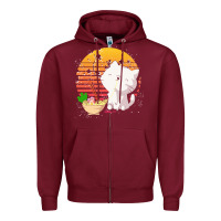 Burgundy cat t  shirt ramen noodles kawaii cat t  shirt Zipper Hoodie - linhVisuals