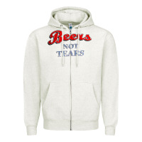 Oatmeal Heather beers not tears Zipper Hoodie - linhVisuals