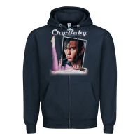 Navy cry baby title Zipper Hoodie - linhVisuals