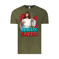 Vintage Olive Jesus Saves Vintage Tee - BundleAndBundleShop