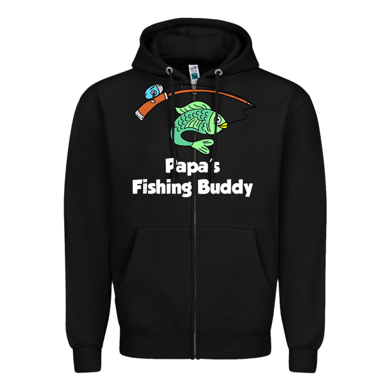 Kids Papa's Fishing Buddy Grandson Or Granddaughter Fish T Shirt Zipper Hoodie by linhVisuals | Teevron
