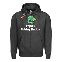 Charcoal Heather kids papa's fishing buddy grandson or granddaughter fish t shirt Zipper Hoodie - linhVisuals