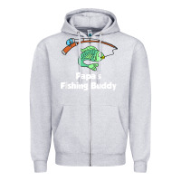 Heather Grey kids papa's fishing buddy grandson or granddaughter fish t shirt Zipper Hoodie - linhVisuals