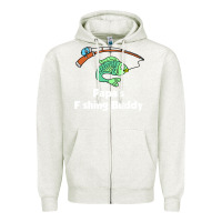 Oatmeal Heather kids papa's fishing buddy grandson or granddaughter fish t shirt Zipper Hoodie - linhVisuals