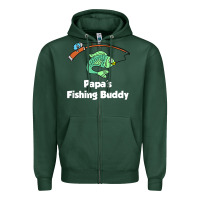 Sports Green kids papa's fishing buddy grandson or granddaughter fish t shirt Zipper Hoodie - linhVisuals