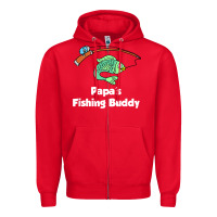 Red kids papa's fishing buddy grandson or granddaughter fish t shirt Zipper Hoodie - linhVisuals