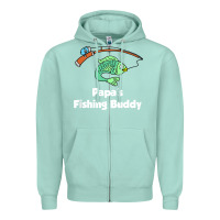 Seafoam kids papa's fishing buddy grandson or granddaughter fish t shirt Zipper Hoodie - linhVisuals