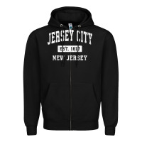 Black jersey city new jersey nj vintage established sports design pullover h Zipper Hoodie - linhVisuals