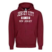 Burgundy jersey city new jersey nj vintage established sports design pullover h Zipper Hoodie - linhVisuals