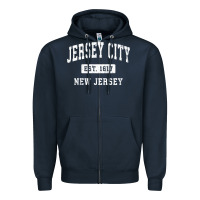 Jersey City New Jersey Nj Vintage Established Sports Design Pullover H Zipper Hoodie | Teevron