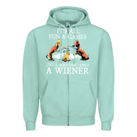 Seafoam it's all fun and games until someone loses a wiener shirt Zipper Hoodie - linhVisuals