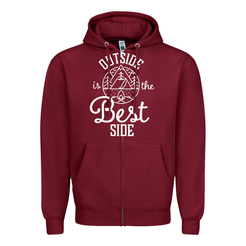 Outside Is The Best Side For Outdoor Campers And Hikers T Shirt Zipper Hoodie by linhVisuals | Teevron