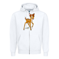 White bambi Zipper Hoodie - linhVisuals