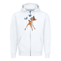 White bambi Zipper Hoodie - linhVisuals