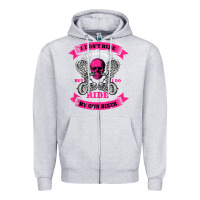 Heather Grey biker gear motorcycle gifts biker chick i ride my biker tank top Zipper Hoodie - linhVisuals