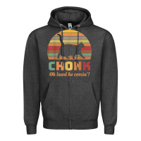 Charcoal Heather chonk cat scale meme retro oh lawd he comin' memes t shirt Zipper Hoodie - linhVisuals