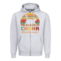 Heather Grey chonk cat scale meme retro oh lawd he comin' memes t shirt Zipper Hoodie - linhVisuals