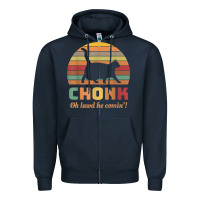 Navy chonk cat scale meme retro oh lawd he comin' memes t shirt Zipper Hoodie - linhVisuals