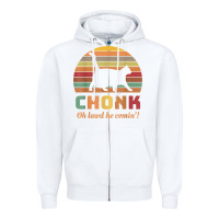 White chonk cat scale meme retro oh lawd he comin' memes t shirt Zipper Hoodie - linhVisuals