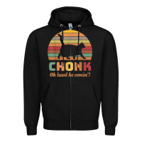 Black chonk cat scale meme retro oh lawd he comin' memes t shirt Zipper Hoodie - linhVisuals