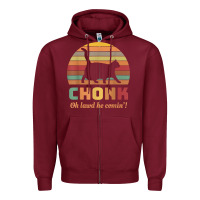Burgundy chonk cat scale meme retro oh lawd he comin' memes t shirt Zipper Hoodie - linhVisuals