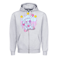 Heather Grey bunny pastel goth voodoo doll t shirt Zipper Hoodie - linhVisuals
