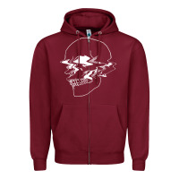 Burgundy creepy cool egirl eboy pastel goth vaporwave glitch skull sweatshirt Zipper Hoodie - linhVisuals