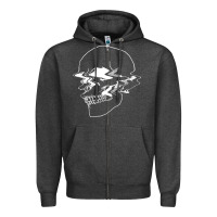 Charcoal Heather creepy cool egirl eboy pastel goth vaporwave glitch skull sweatshirt Zipper Hoodie - linhVisuals
