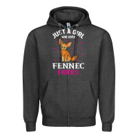 Charcoal Heather fennec fox just a girl who loves fennec foxes t shirt Zipper Hoodie - linhVisuals