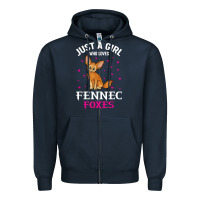 Navy fennec fox just a girl who loves fennec foxes t shirt Zipper Hoodie - linhVisuals