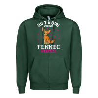 Sports Green fennec fox just a girl who loves fennec foxes t shirt Zipper Hoodie - linhVisuals