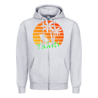 Heather Grey outdoor t  shirt tahiti retro vintage sunset t  shirt Zipper Hoodie - linhVisuals