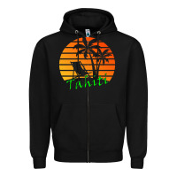 Black outdoor t  shirt tahiti retro vintage sunset t  shirt Zipper Hoodie - linhVisuals