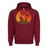 Burgundy outdoor t  shirt tahiti retro vintage sunset t  shirt Zipper Hoodie - linhVisuals