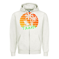 Oatmeal Heather outdoor t  shirt tahiti retro vintage sunset t  shirt Zipper Hoodie - linhVisuals